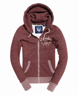 Superdry Rylee Embroidered Cipzár Női Kapucnis Pulóver Bordó | RXAVZ6580